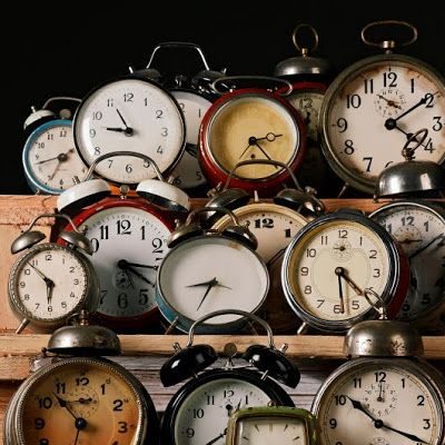 collection of vintage alarm clocks